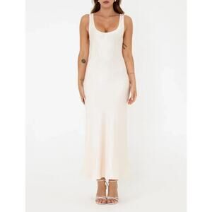 NWT Rumored Women's Sleeveless Farmers Market Midi Dress in Ivory Size M